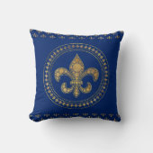 Coussin Fleur de lis - Or et Royal Blue (Recto)