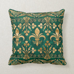 Coussin Fleur de lis ornement Emerald Green