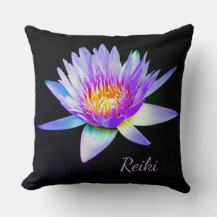 Coussin Fleur de Lotus Reiki noir et violet