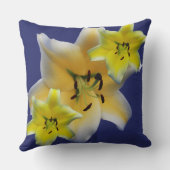Coussin Fleur de lys jaune fantaisiste et collage bleu Pat (Verso)