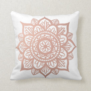 Coussin Fleur de Mandala rose or Rose