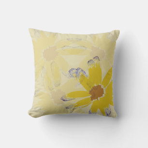 Coussin Fleur de marguerite abstraite jaune