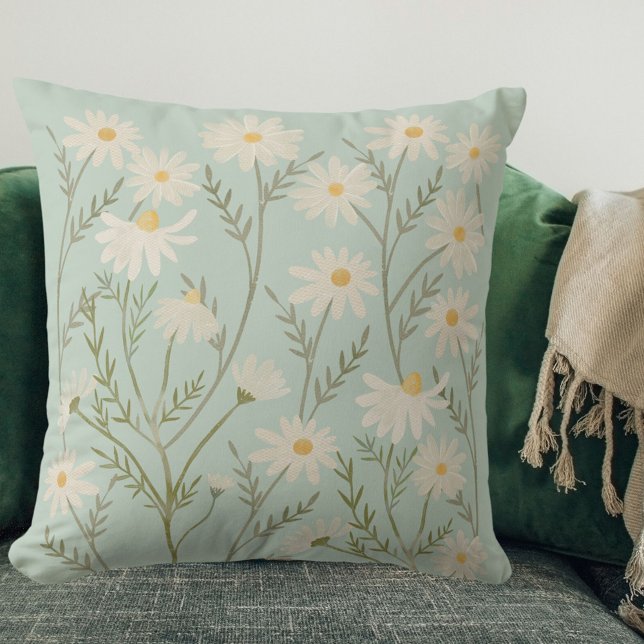 Coussin Fleur de marguerite blanche Floral (In situ)