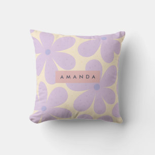Coussin Fleur de Marguerite en Lavande Douce Personnalisée