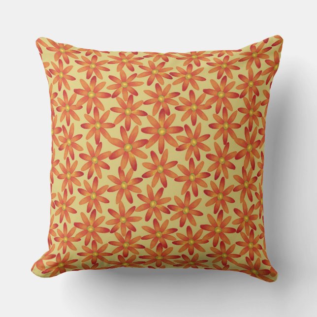 Coussin Fleur de marguerite rétro en jaune chaud (Recto)