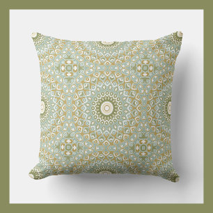 Coussin Fleur de médaillon de kaléidoscope de mandala russ