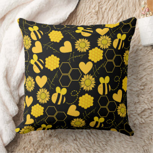 Coussin fleur de miel vintage fleuri jaune