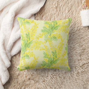 Coussin Fleur de mimosa moelleuse jaune