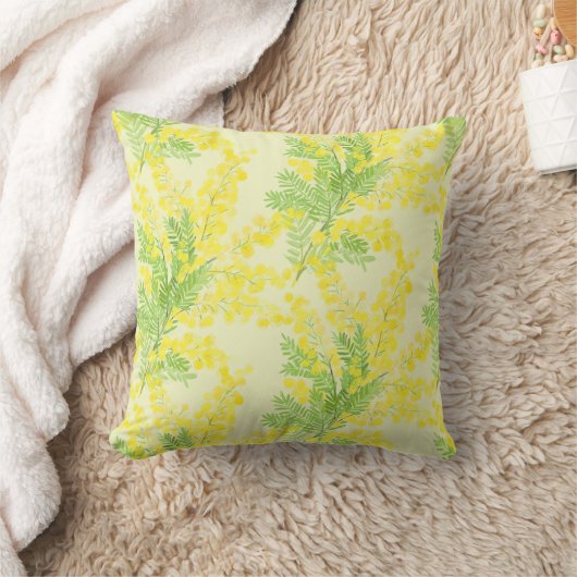 Coussin Fleur de mimosa moelleuse jaune (Couverture)