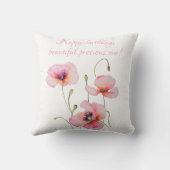 Coussin Fleur de naissance d'août Pavot rose Aquarelle Flo (Verso)