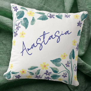 Coussin Fleur de naissance de février Violet Primrose Pers