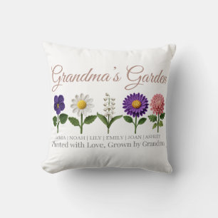 Coussin Fleur de naissance personnalisée au crochet de gra