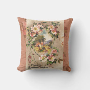 Coussin Fleur de naissance victorienne de l'époque 1800