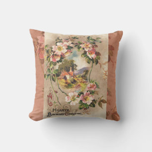 Coussin Fleur de naissance victorienne de l'époque 1800