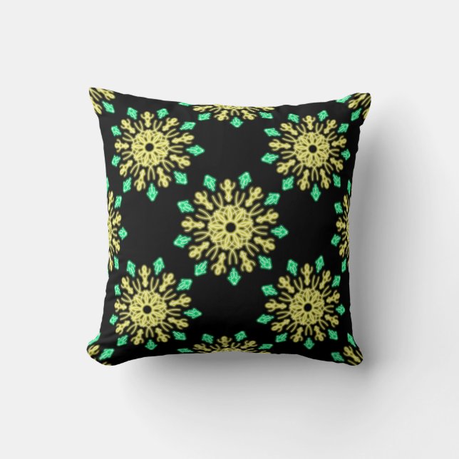 Coussin Fleur de néon jaune et vert (Recto)