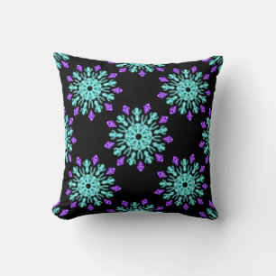 Coussin Fleur de néon pourpre et turquose