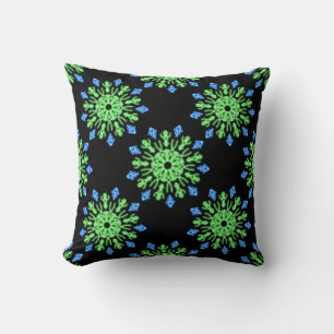 Coussin Fleur de néon vert et bleu