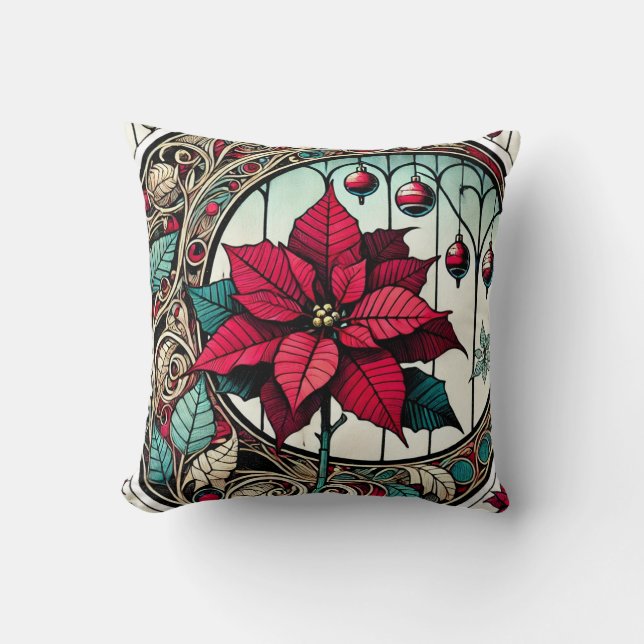 Coussin Fleur de Noël Poinsettia (Recto)