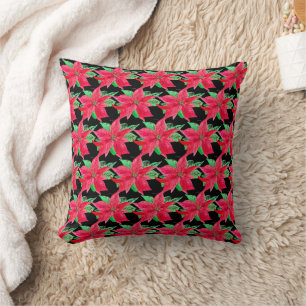 Coussin Fleur de Noël rouge de Poinsettia