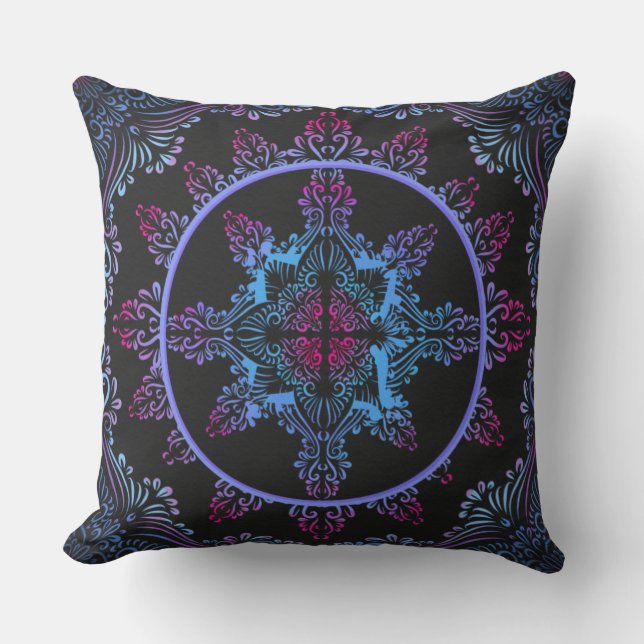 Coussin Fleur de nuit Mandala (Recto)