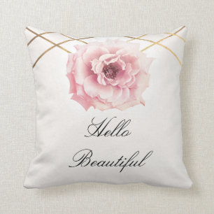 Coussin Fleur de paon florale rose et or Glam Chic personn