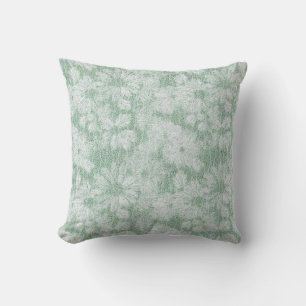 Coussin Fleur de Pâquerette Veloutée Vert Menthe