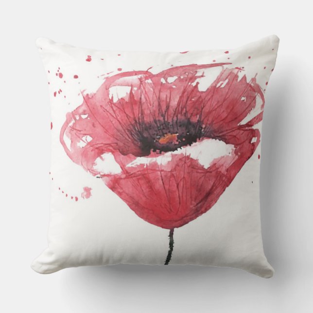 Coussin Fleur de pavot, aquarelle (Recto)