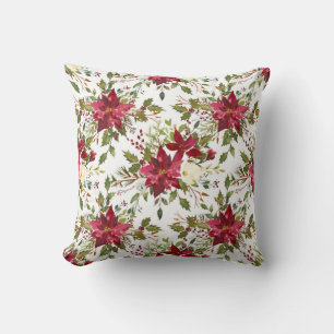 Coussin Fleur de poinsettia de Noël de fêtes de fin d'anné