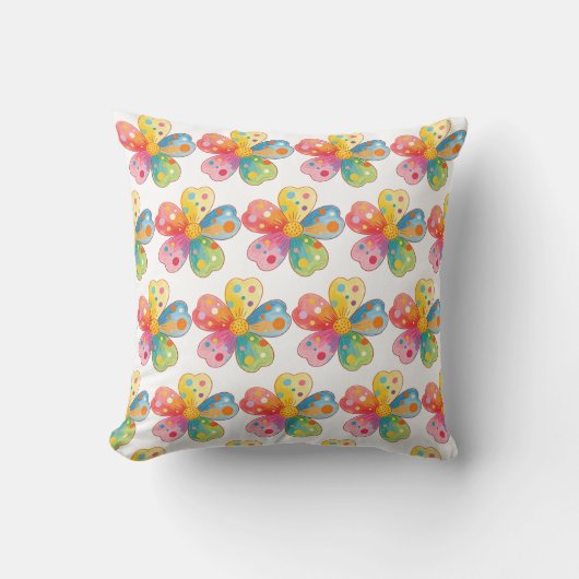 Coussin Fleur de point coloré aquarelle (Recto)