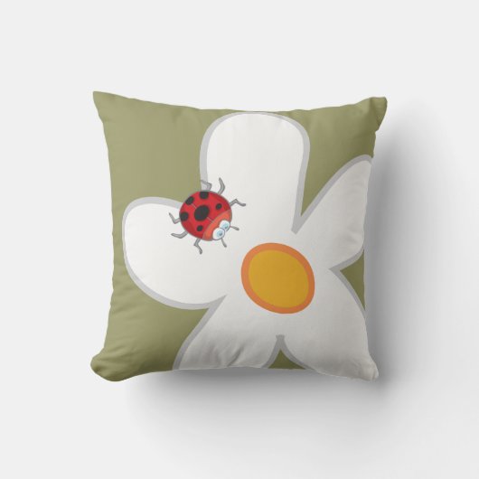 Coussin Fleur de printemps de Ladybugs rouges marguerites (Recto)