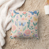 Coussin Fleur de printemps florale Papillon rose girly mig (Couverture)