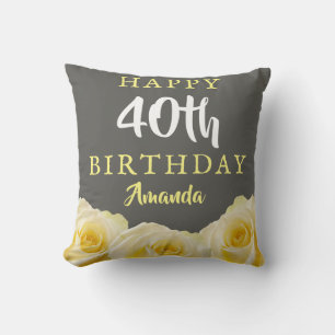 Coussin Fleur de rose jaune Floral 40e anniversaire