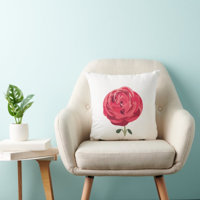 Coussin Fleur de rose rouge florale (Chaise)