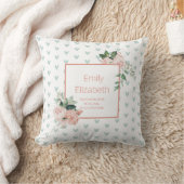 Coussin Fleur de Sauge Rose Verte Aquarelle Fleur Bébé Fil (Couverture)