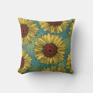 Coussin Fleur de soleil à main bleu