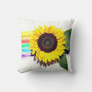 Coussin Fleur de soleil jaune fleuron blanc