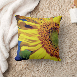 Coussin Fleur De Soleil Jaune Géante Et Ami Des Insectes