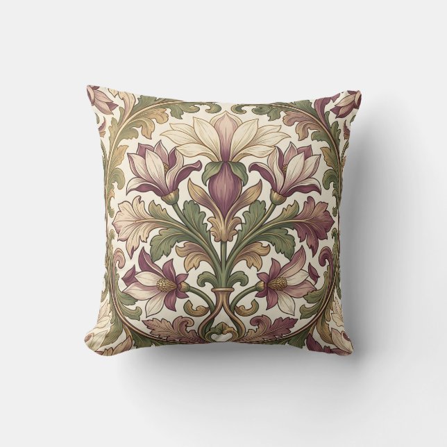 Coussin Fleur de style victorien ornée de couleur pourpre  (Recto)