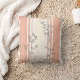 Coussin Fleur de toile rayée oiseau vintage (14)