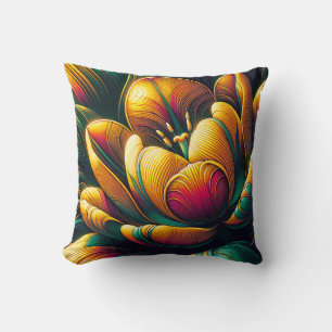 Coussin Fleur de tulipe Abstraite rayonnante