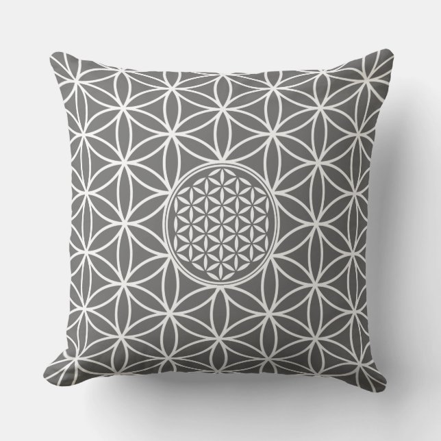 Coussin Fleur de vie - blanc clair sans soudure + votre do (Recto)