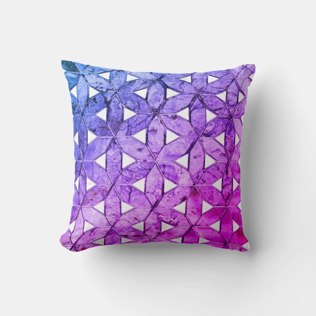 Coussin Fleur de vie bleu rose violet (Recto)