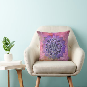 Coussin Fleur de Vie - Galaxie de Style Vintage Espace 1
