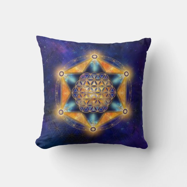 Coussin Fleur de vie Merkaba Star - Géométrie sacrée (Recto)