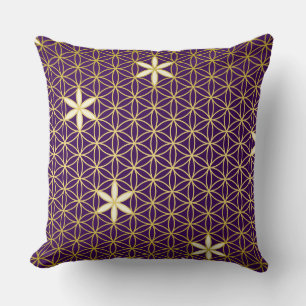Coussin Fleur De Vie - motif sans soudure - doré