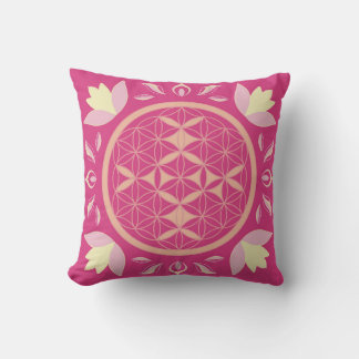 Coussin fleur de vie rose