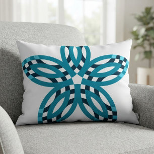 Coussin Fleur d'étoile géométrique moderne bleu sarcelle p