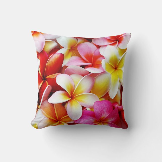 Coussin Fleur d'Hawaï de Frangipani de Plumeria customisée (Recto)