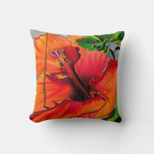 Coussin Fleur d'Hibiscus du néon tropical