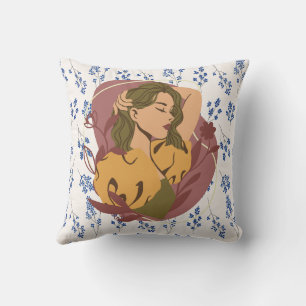 Coussin Fleur d'illustration bleue